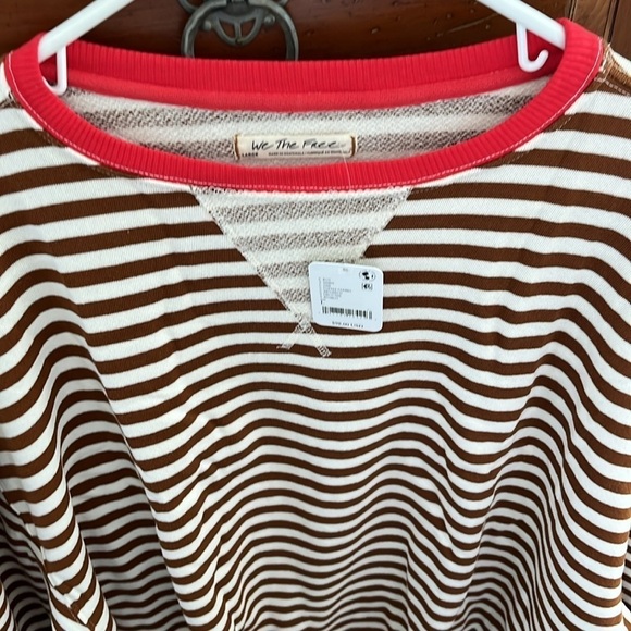 NWT We The Free Brown And Red Striped Crewneck Size Large - Picture 8 of 12